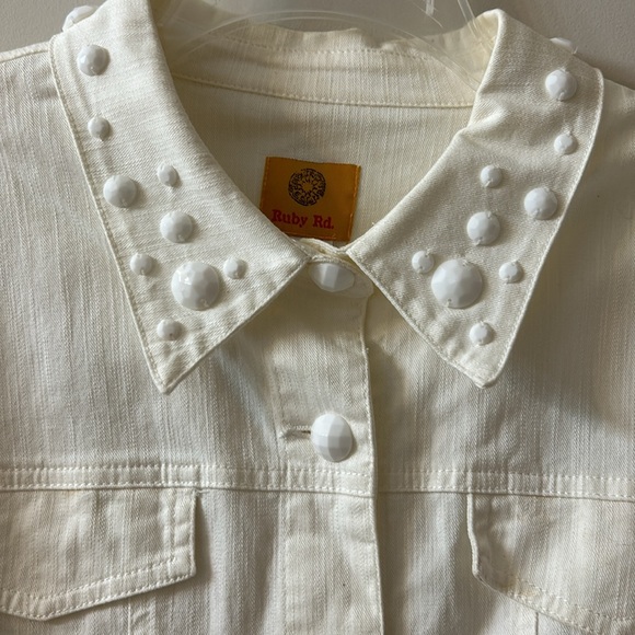 Ruby Rd. Off White Jean Jacket - Picture 2 of 4